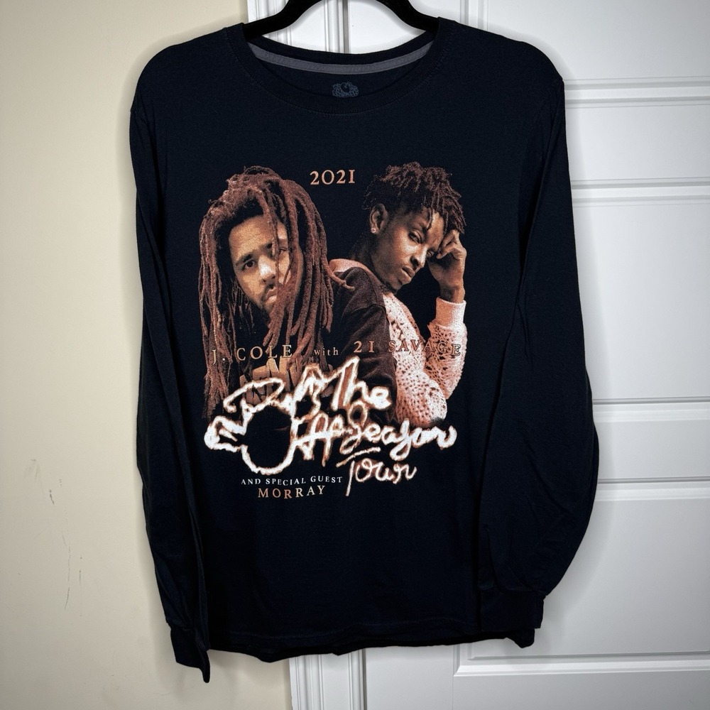 J. Cole Off-Season Tour T-Shirt Adult Medium Black Long Sleeve Rap Hip-Hop 2021